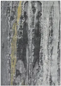 8' X 11' Gray and Black Abstract Non Skid Area Rug
