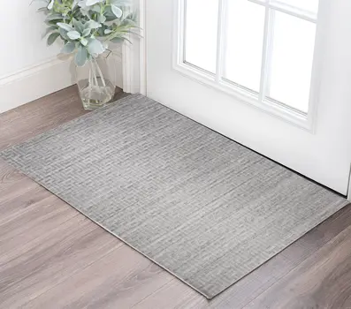 2' X 3' Silver Floral Hand Woven Area Rug