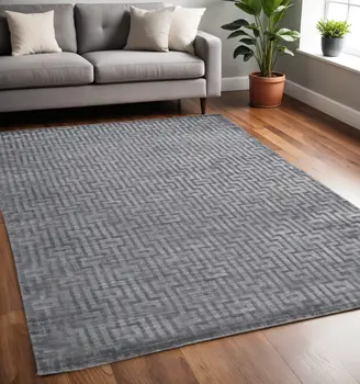 5' X 8' Gray And Silver Geometric Hand Woven Area Rug