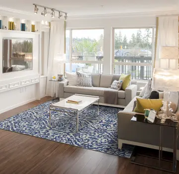7' X 10' Blue and Ivory Floral Distressed Non Skid Area Rug