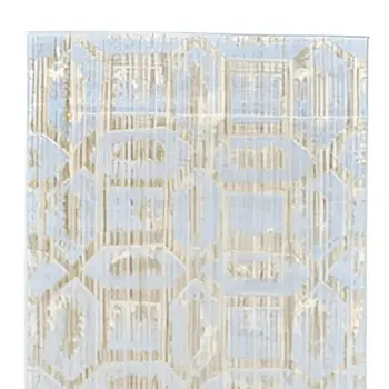8' Blue Taupe And Ivory Floral Distressed Stain Resistant Runner Rug