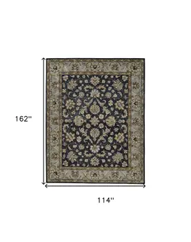 10' X 13' Blue Gray And Taupe Wool Floral Tufted Handmade Stain Resistant Area Rug