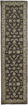 10' Gray and Ivory Wool Floral Hand Tufted Runner Rug
