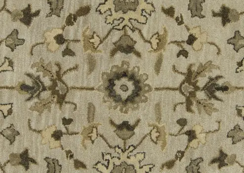 8' X 11' Gray Ivory And Taupe Wool Floral Tufted Handmade Stain Resistant Area Rug