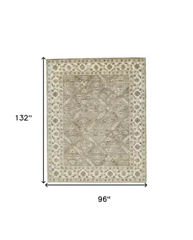 8' X 11' Green Brown And Taupe Wool Paisley Tufted Handmade Stain Resistant Area Rug