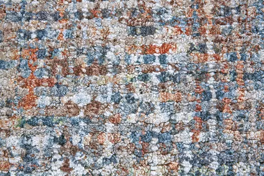 5' X 8' Blue Ivory And Orange Plaid Tufted Handmade Area Rug
