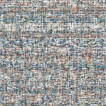 5' X 8' Blue Ivory And Orange Plaid Tufted Handmade Area Rug