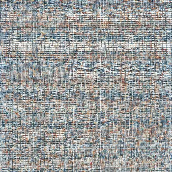5' X 8' Blue Ivory And Orange Plaid Tufted Handmade Area Rug