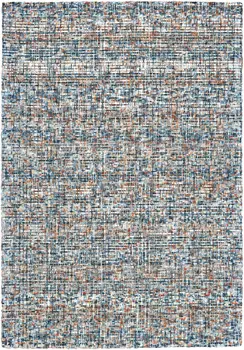 2' X 3' Blue Ivory And Orange Plaid Tufted Handmade Area Rug