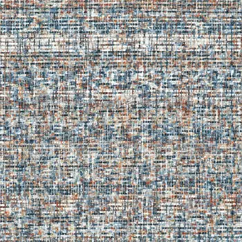2' X 3' Blue Ivory And Orange Plaid Tufted Handmade Area Rug
