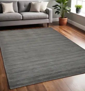 5' X 8' Gray And Black Hand Woven Area Rug