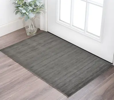 2' X 3' Gray And Black Hand Woven Area Rug