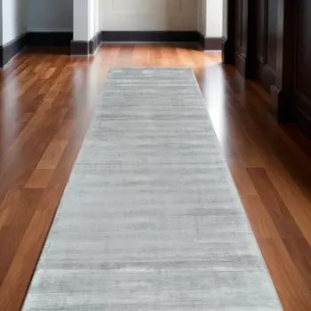 10' Gray Hand Woven Runner Rug