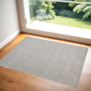 2' X 3' Gray And Silver Hand Woven Distressed Area Rug