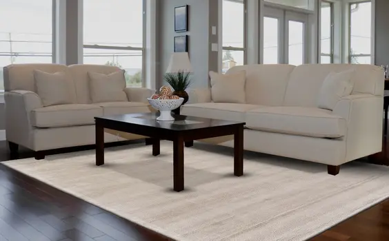 4' X 6' Ivory And Taupe Hand Woven Distressed Area Rug
