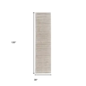 10' Ivory and Tan Hand Woven Runner Rug