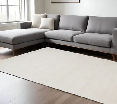 8' X 11' White Hand Woven Distressed Area Rug