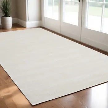 2' X 3' White Hand Woven Distressed Area Rug