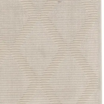 8' Ivory and Tan Geometric Power Loom Runner Rug