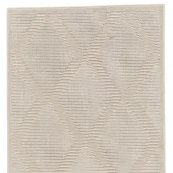 8' Ivory and Tan Geometric Power Loom Runner Rug
