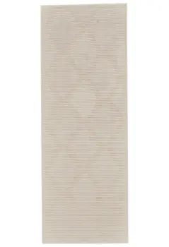 8' Ivory and Tan Geometric Power Loom Runner Rug