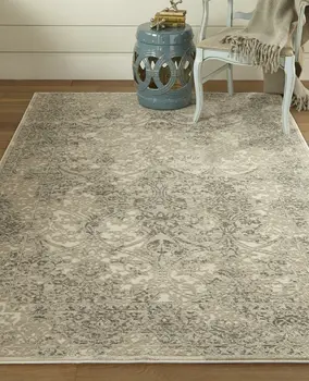 8' X 11' Ivory Gray And Black Abstract Stain Resistant Area Rug