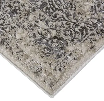 8' X 11' Ivory Gray And Black Abstract Stain Resistant Area Rug