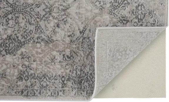 8' X 11' Ivory Gray And Black Abstract Stain Resistant Area Rug