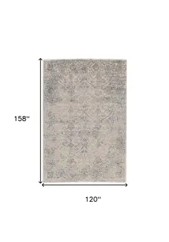 10' X 13' Ivory Gray And Black Abstract Stain Resistant Area Rug