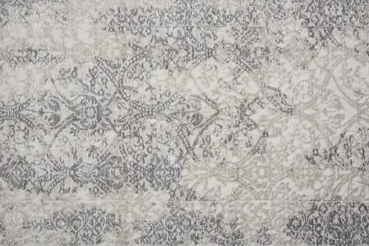 8' Ivory Gray And Black Abstract Stain Resistant Runner Rug