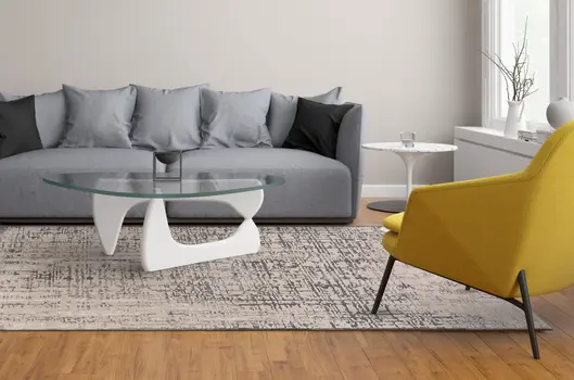 5' X 8' Gray And Ivory Abstract Stain Resistant Area Rug