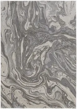 8' X 11' Gray Ivory And Silver Abstract Stain Resistant Area Rug