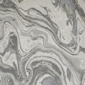 8' Gray Ivory and Silver Abstract Power Loom Distressed Runner Rug