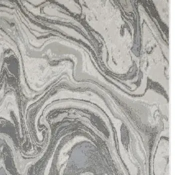 8' Gray Ivory and Silver Abstract Power Loom Distressed Runner Rug