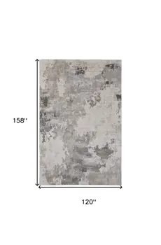 10' X 13' Ivory And Gray Abstract Stain Resistant Area Rug