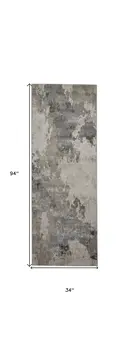 8' Ivory And Gray Abstract Stain Resistant Runner Rug
