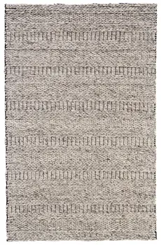 8' X 11' Gray and Ivory Wool Tribal Hand Woven Area Rug