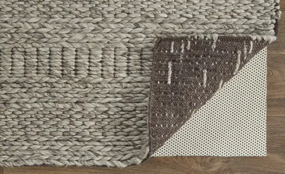 8' X 11' Gray and Ivory Wool Tribal Hand Woven Area Rug