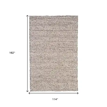 10' X 13' Gray and Ivory Wool Hand Woven Area Rug