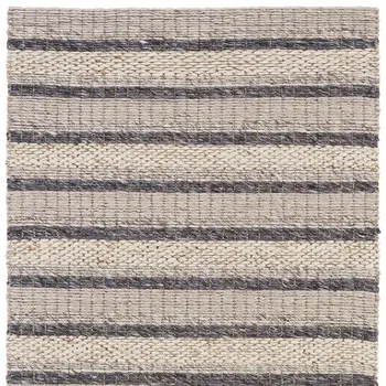 4' X 6' Gray and Ivory Wool Hand Woven Area Rug