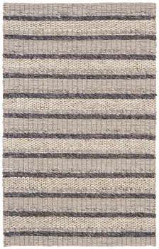 8' X 11' Gray and Ivory Wool Striped Hand Woven Area Rug
