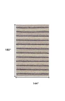 12' X 15' Gray and Ivory Wool Hand Woven Area Rug