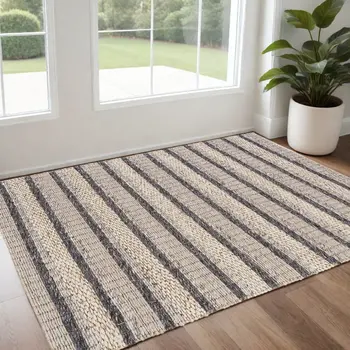 2' X 3' Gray and Ivory Wool Hand Woven Area Rug