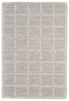 5' X 8' Gray and Ivory Wool Plaid Hand Woven Area Rug