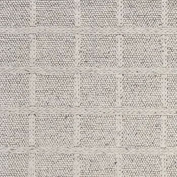 5' X 8' Gray and Ivory Wool Plaid Hand Woven Area Rug