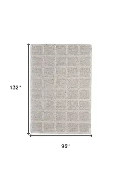 8' X 11' Gray and Ivory Wool Plaid Hand Woven Area Rug