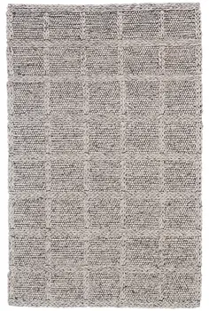 5' X 8' Gray and Ivory Wool Plaid Hand Woven Area Rug