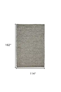 10' X 13' Gray and Ivory Wool Floral Hand Woven Area Rug