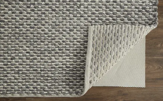 10' X 13' Gray and Ivory Wool Floral Hand Woven Area Rug