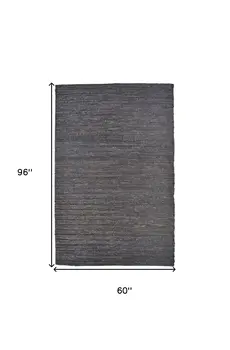 5' X 8' Brown Blue And Taupe Hand Woven Area Rug
